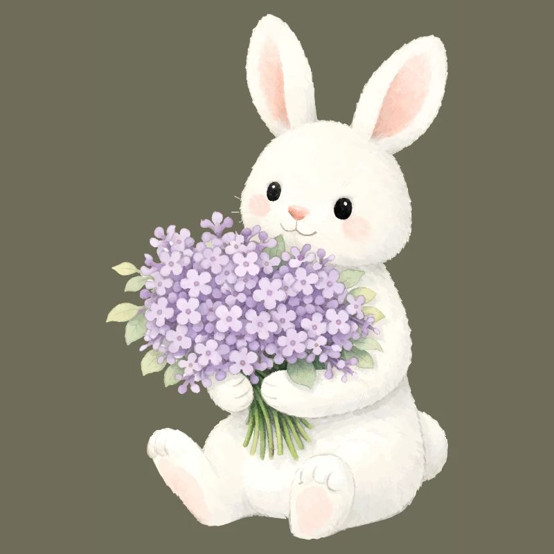 Lapin avec illustration lilas