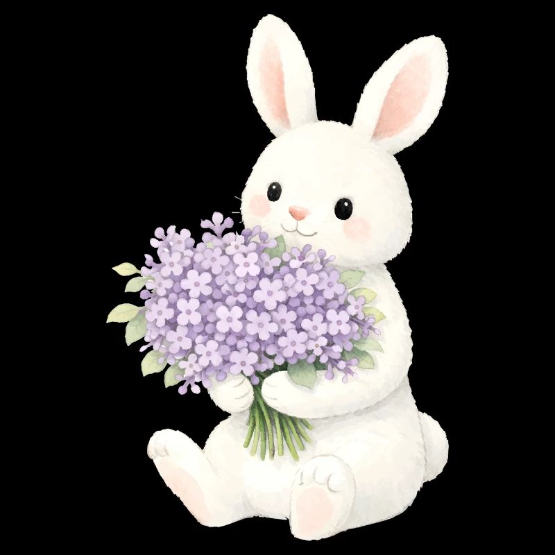 Bunny with lilac illustration