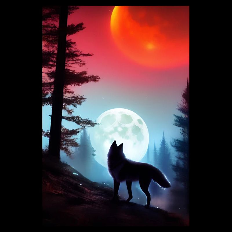 Wolf and Moon