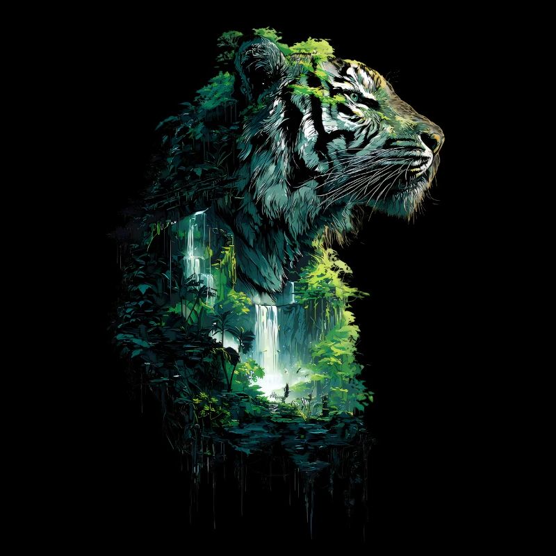 Jungle Tiger Double Exposure Wildlife Design