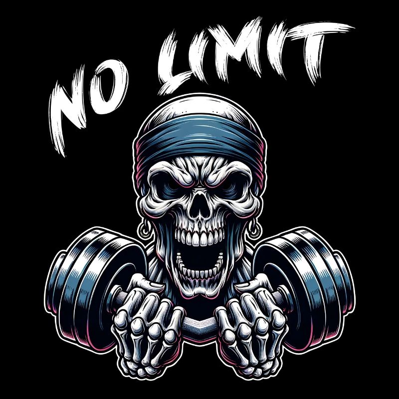 Crâne de musculation No Limit Workout avec haltère
