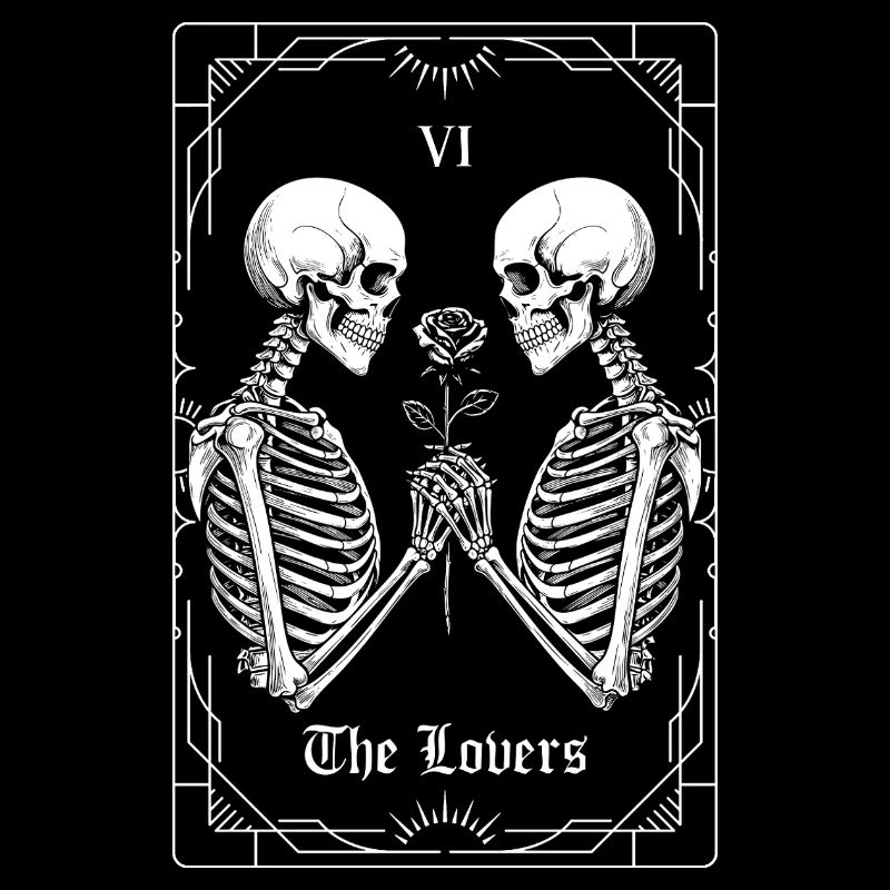 The Lovers — Spooky Tarot Skeleton Goth