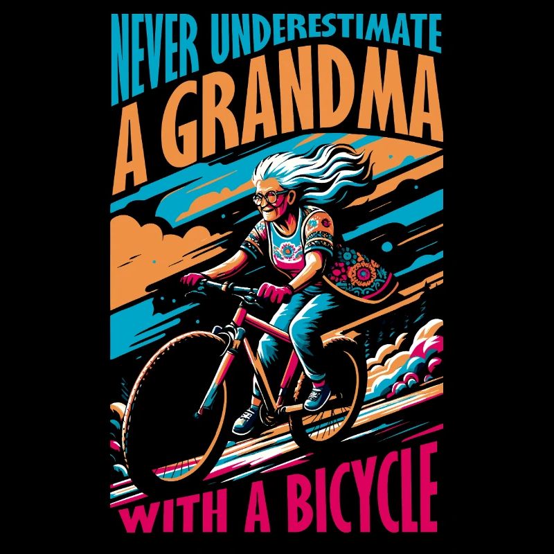 Vibrant Grandma Bicycle Adventure Design