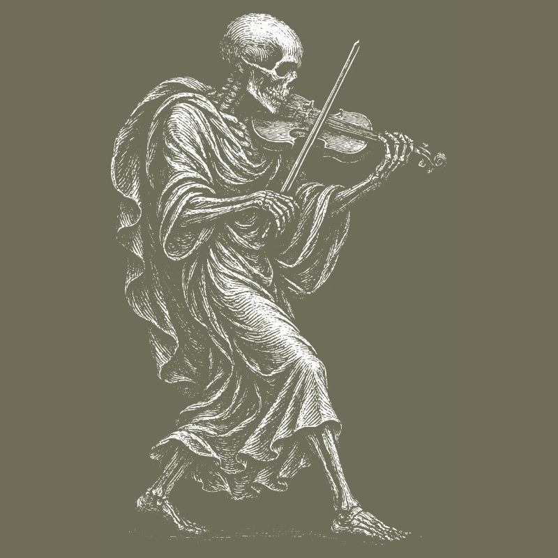 Squelette jouant du violon