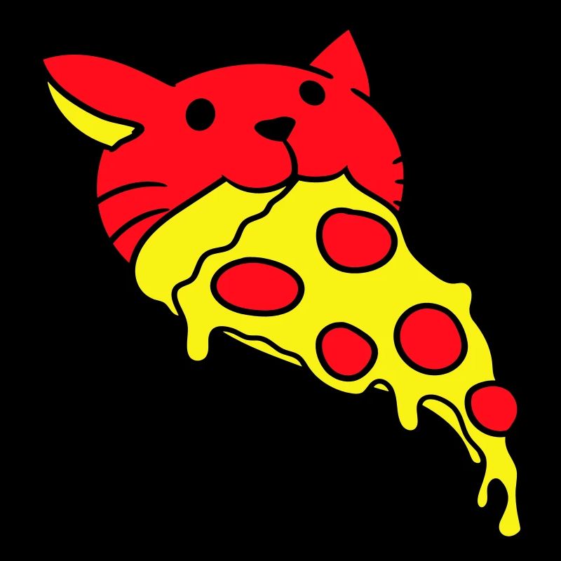 Chat mangeant du salami Pizza Faim Restauration rapide