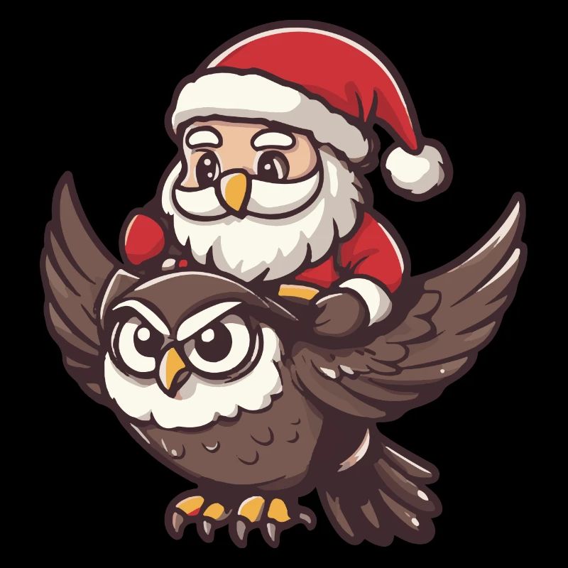 Eule Weihnachtsmann Cartoon