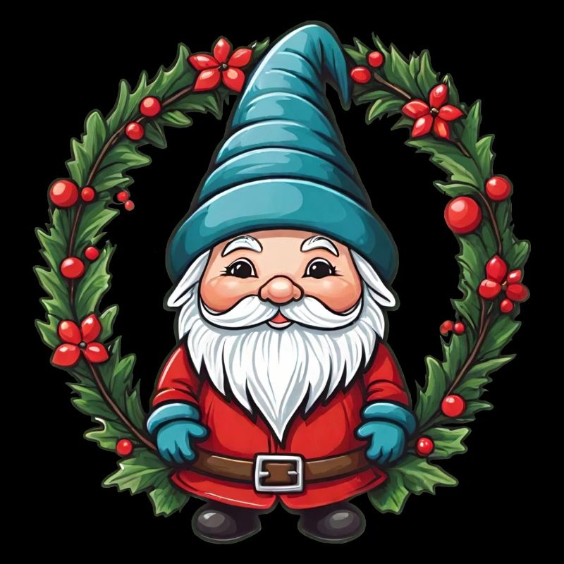 Weihnachtswichtel mit Kranz