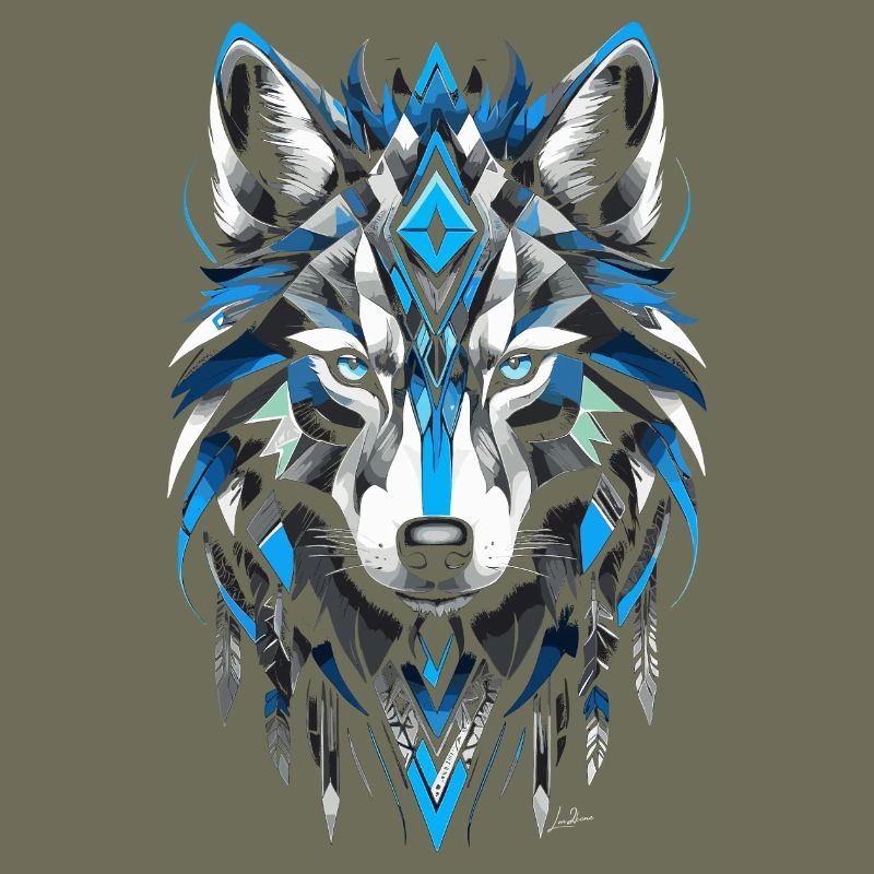 Blue Geometric Wolf