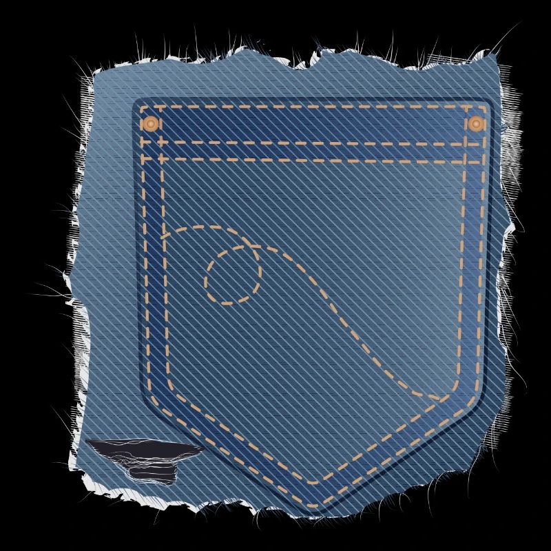 abgerissener Jeans Stoff mit Hosentasche