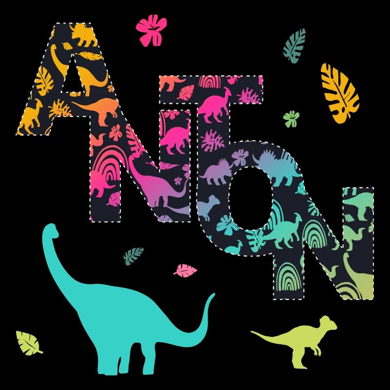 ANTON - Beautiful boy name with dinosaur
