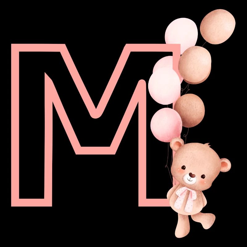 Lettre m rose ours