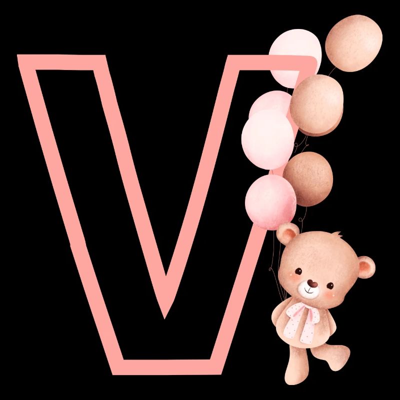 Lettre v rose ours