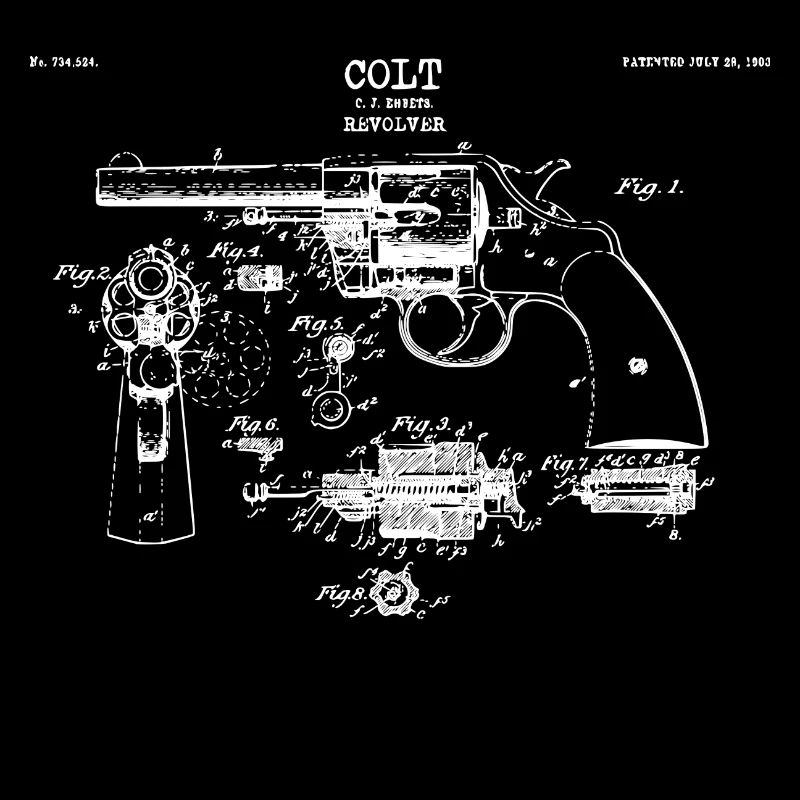 revolver vintage drawing