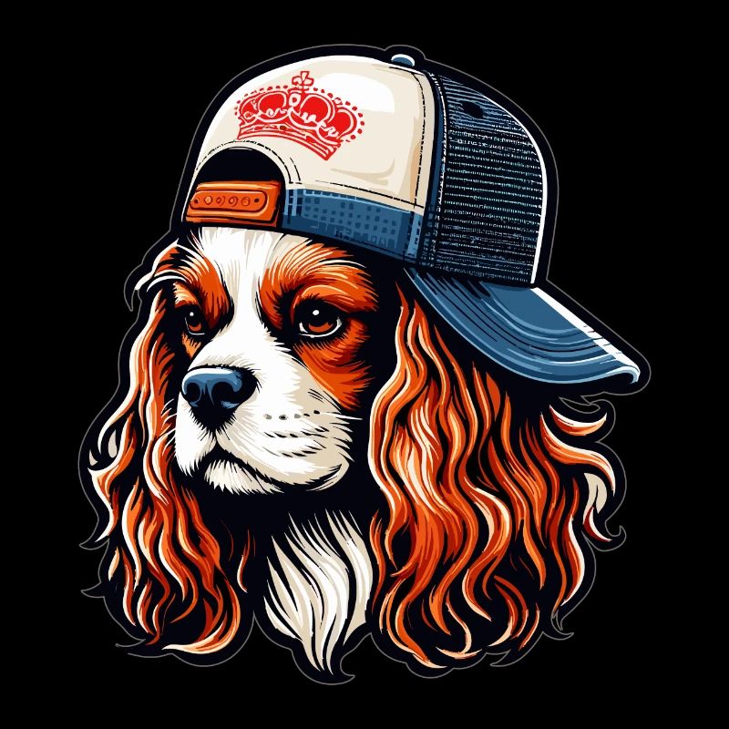 Cavalier King Charles chien avec une casquette