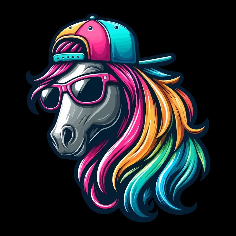 Cheval cool arc-en-ciel