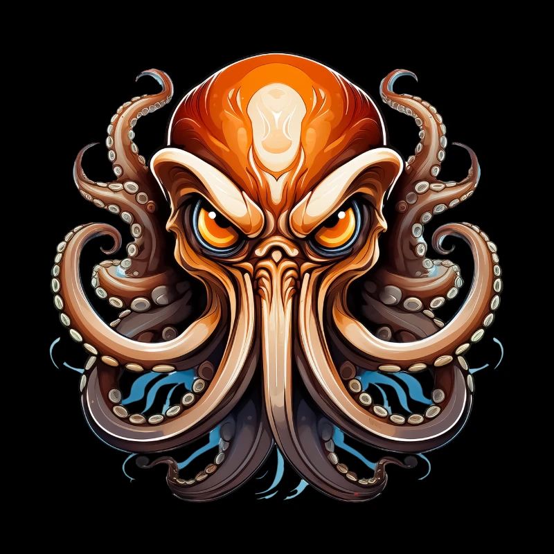 Wild angry animal octopus combative mascot