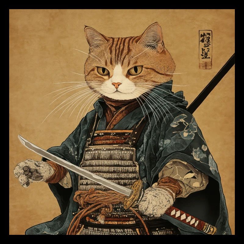 Katze Samurai Japan Ukiyo-E