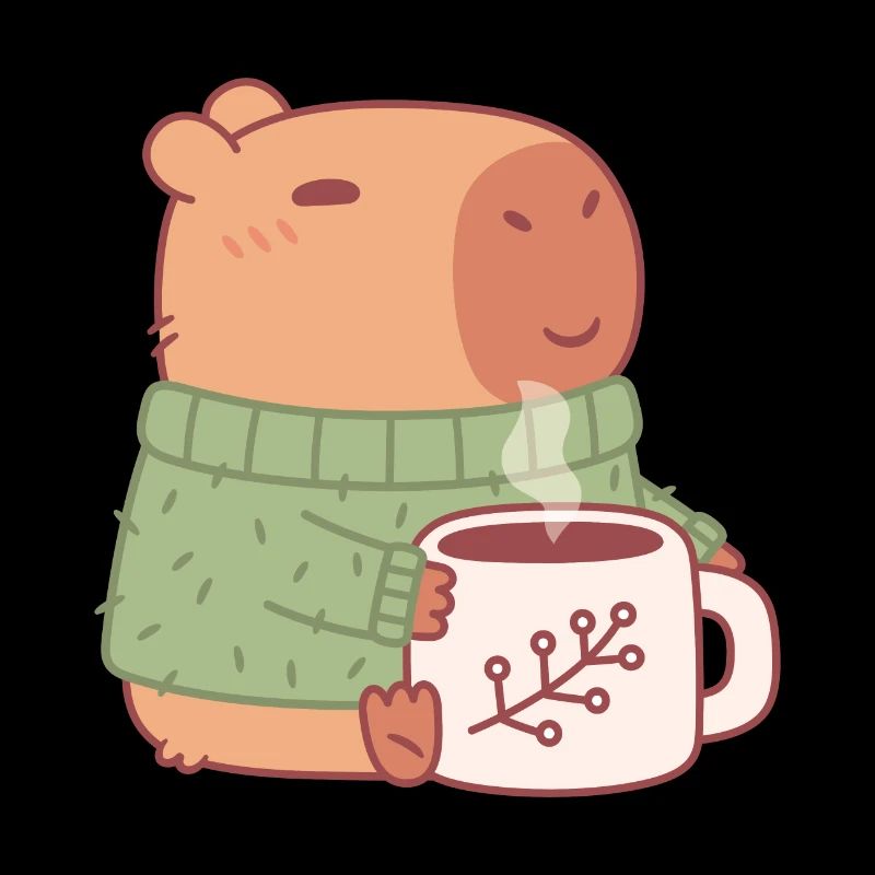 Capybara mignon en pull avec du café chaud