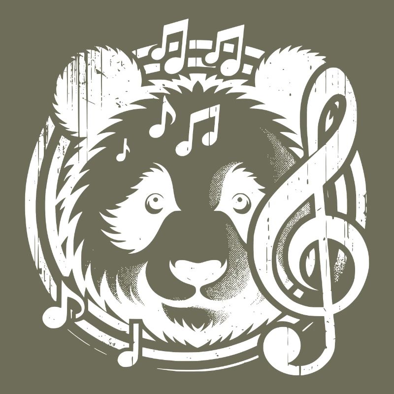 Panda Head Music Notes Tattoo with clef