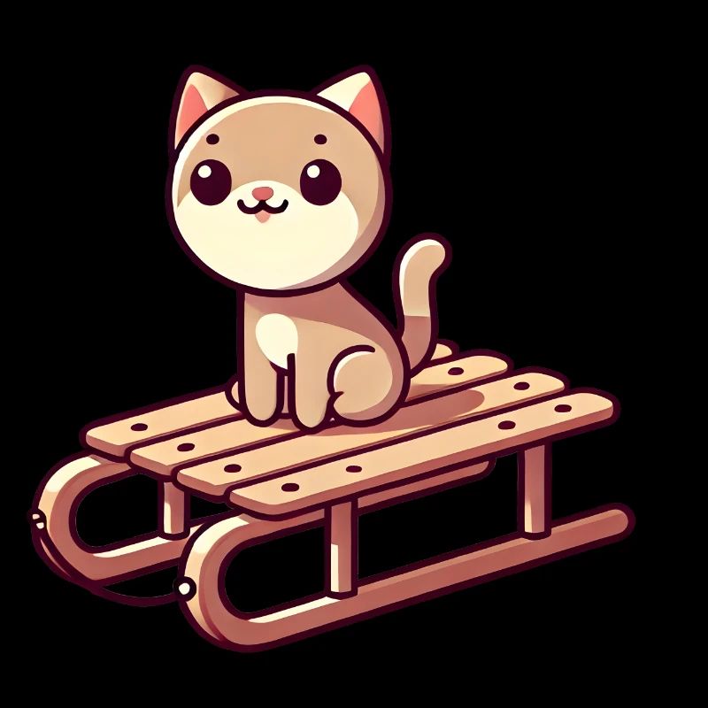 Katze auf einem Schlitten