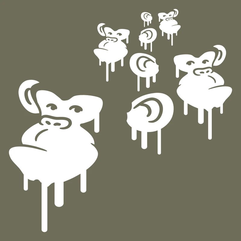 Graffiti Drop Monkey Heads Spray Faces Team