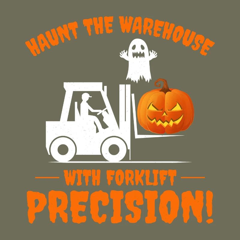 Halloween Ghost Forklift Operator Pumpkin Funny