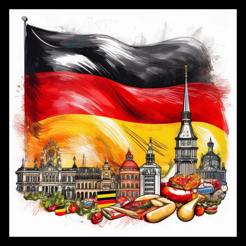 German Flag and Iconic Landmarks