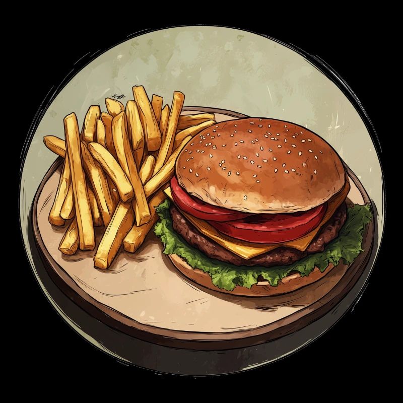Burger classique avec frites croustillantes