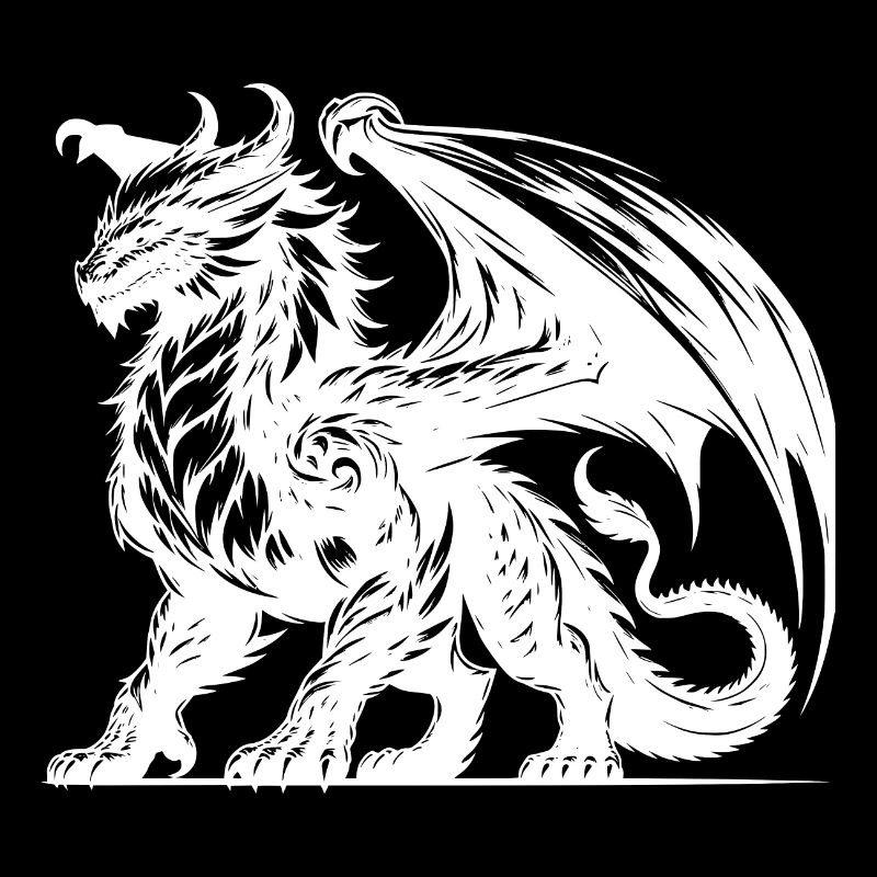Proud, powerful dragon with big wings