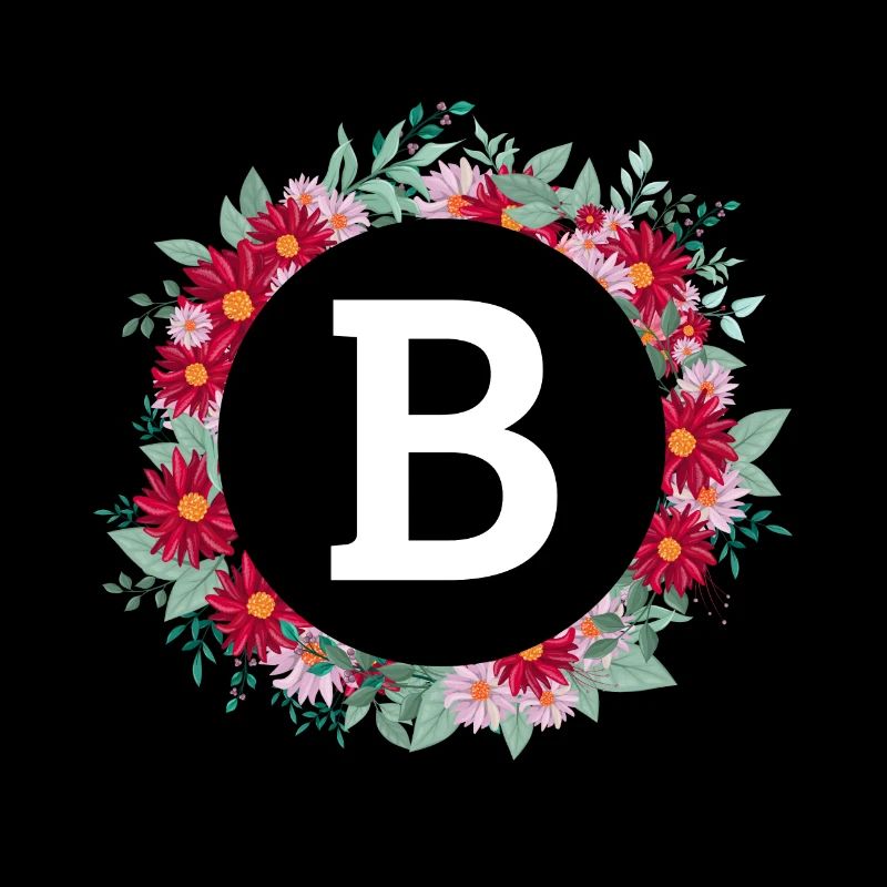 Lettre b couronne florale