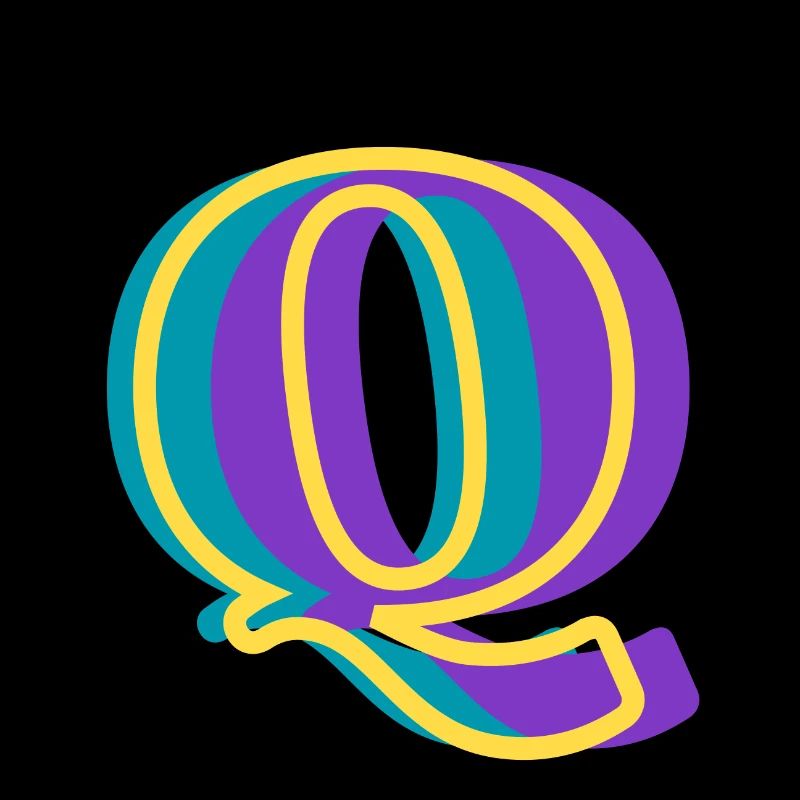 Mehrfarbiger Buchstabe q