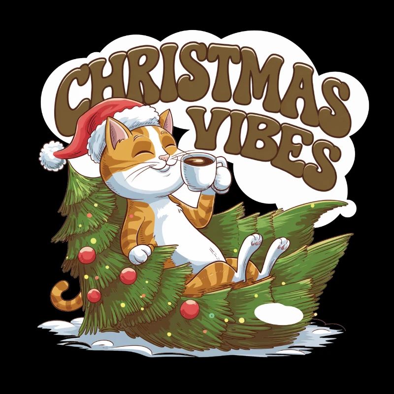 Christmas Vibes, chat design de Noël drôle