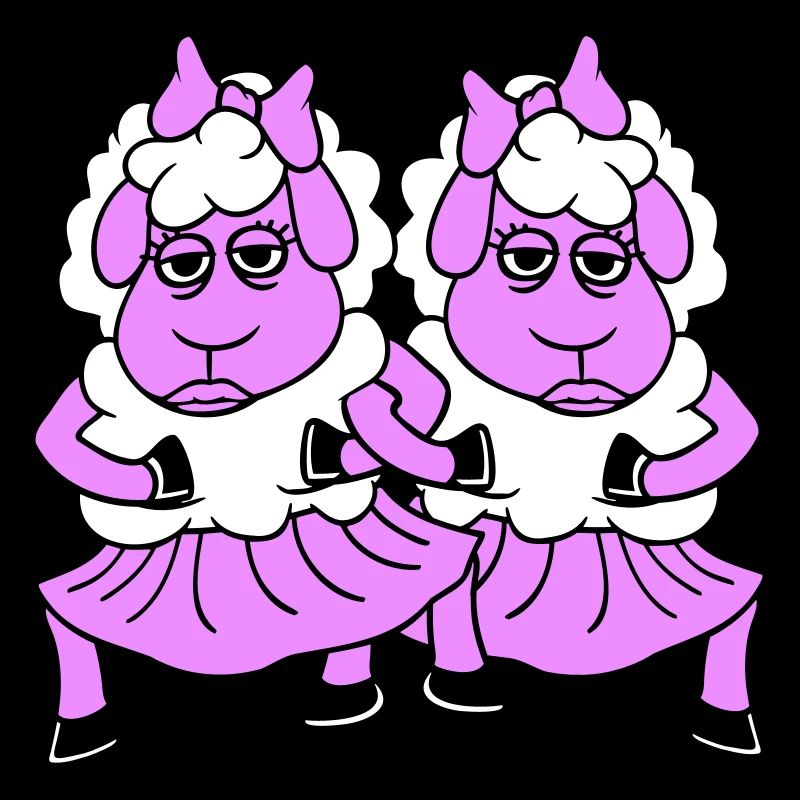 2 Couple de moutons Fatigué Ennuyé Copines Cool