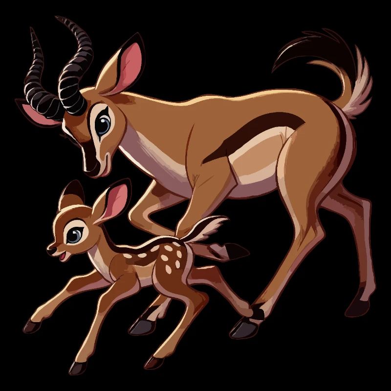 Antelope mother with young