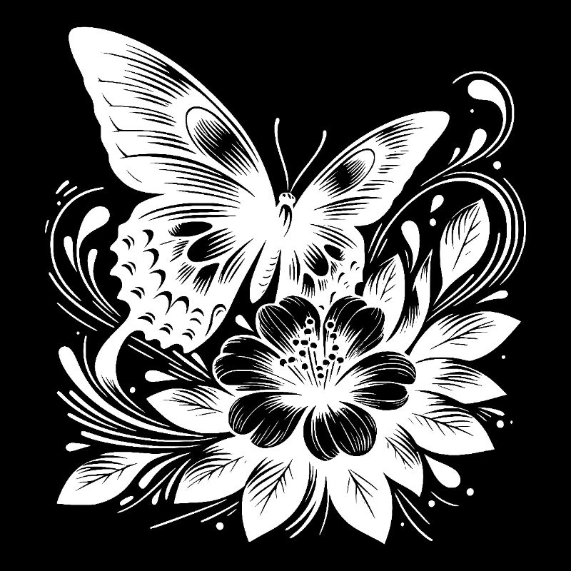 Fleurs sauvages et papillon élégant en harmonie