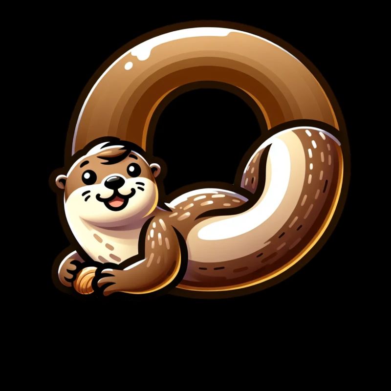 Mignon design de loutre avec le chiffre « O »