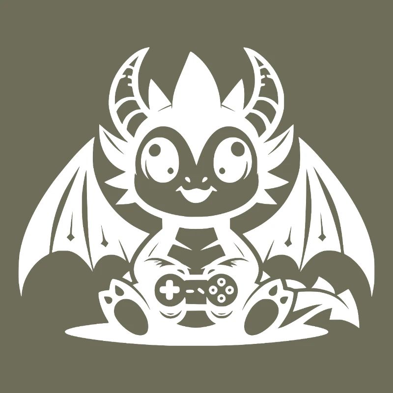 Kleiner Kinder Drache mit Hörnern und Controller