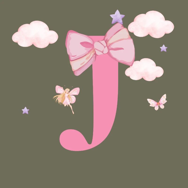Letter j Pink Clouds
