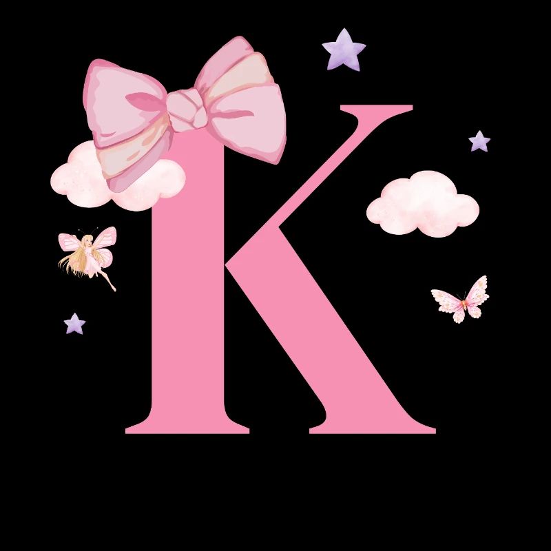 Lettre k rose nuages