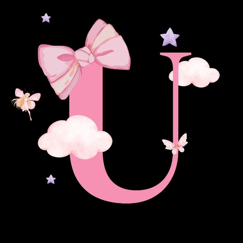 Lettre u rose nuages