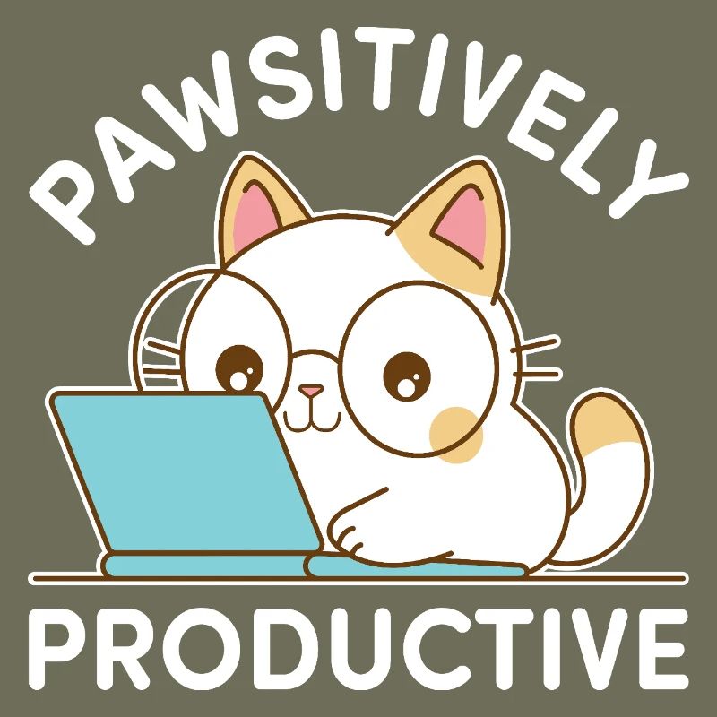 Pawsitively Productive – Kawaii Cat at Work