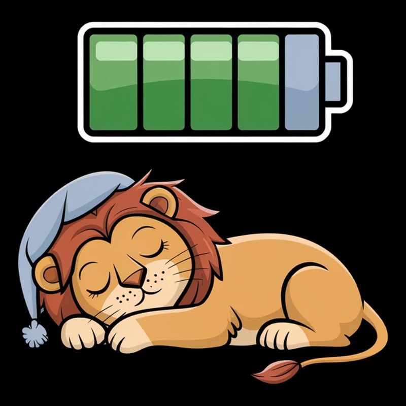 Lion Sleeping Recharging Night Bedtime