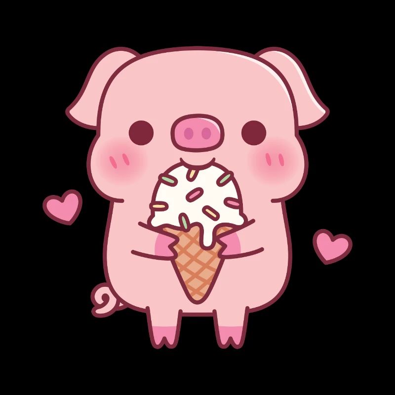 Mignon cochon aime la glace