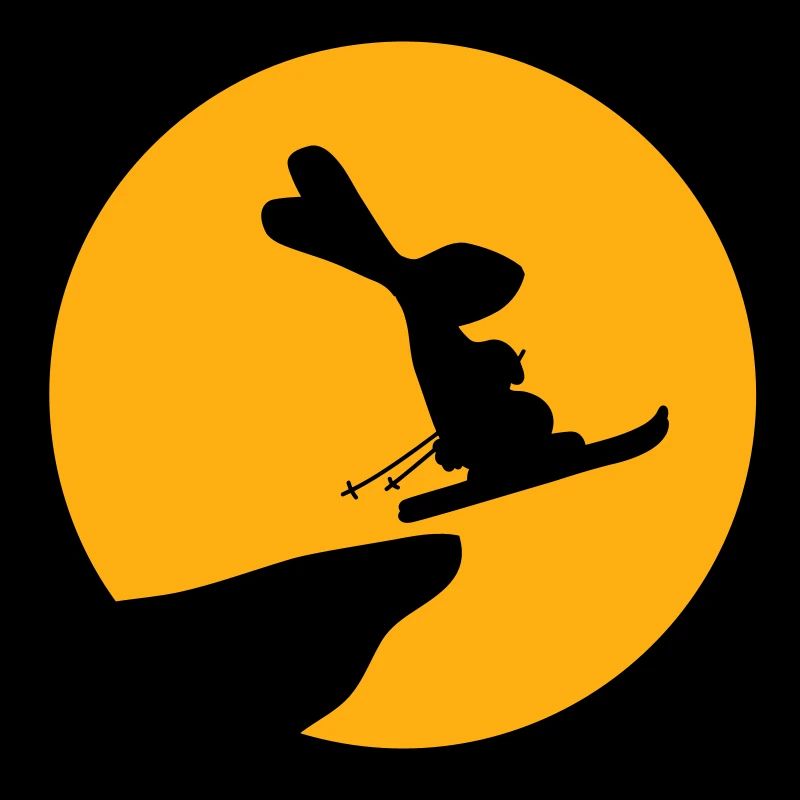 Bunny Moon Ski Bunny Jump Cliff Skiing Night