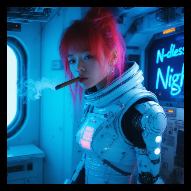 Space Soldier mit einer Zigarre