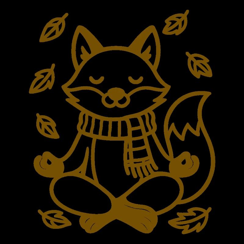 Renard d’automne - Motif animal mignon avec écharpe