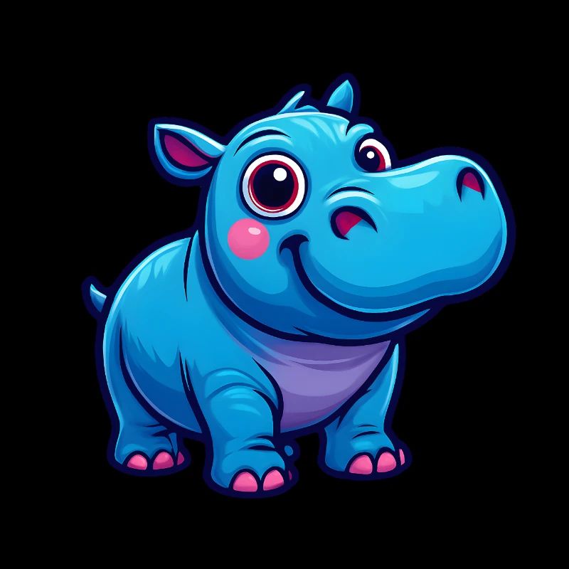 Süßes Blaues Cartoon Nilpferd Lächelt