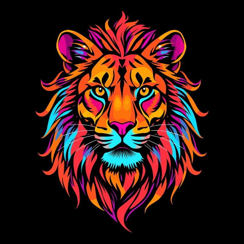 Majestic neon lion