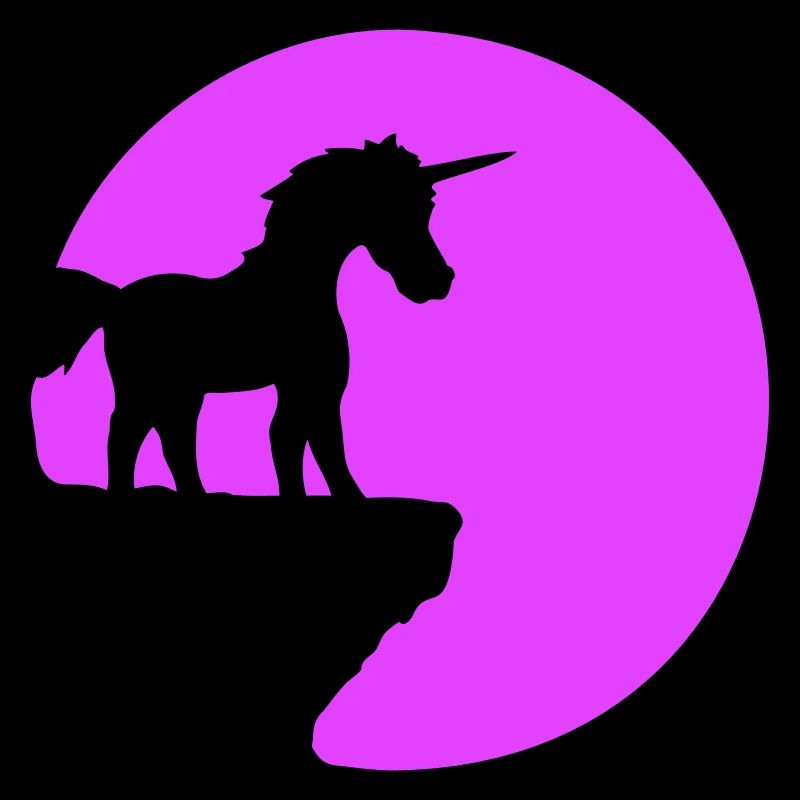 Unicorn Cliff Moon Mountain Round Night Cute Silhouette