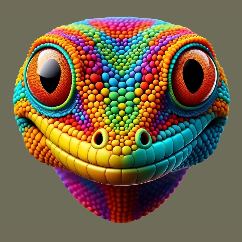 Tête de gecko colorée 1
